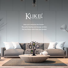 Load image into Gallery viewer, Family Tree Picture Frame Stand with 6 Hanging Photo Picture Frames - Medium Metal Tree 12 x 11 - Holds 6 Ornamental 2x3 Frames