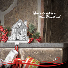 Load image into Gallery viewer, Stocking Holder - House Christmas Stocking Hanger for Mantel - Shiny Winter House Christmas Stocking Holder for Fireplace Mantle with 2D Snowman and Tree- Heavy Stocking Holder for Mantle