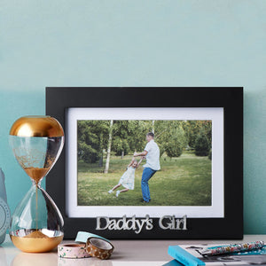 Daddy's Girl Picture Frame - Black Wood Frame with Father Sentiments - Holds 1 4x6 Photo with Mat or 1 5x7 Photo Without Mat - Wall Mount and Table Desk Display