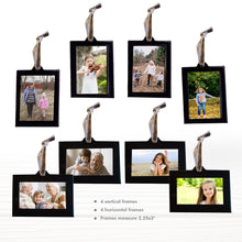 Load image into Gallery viewer, Family Tree Picture Frame Ornaments - 4 Vertical Hanging and 4 Horizontal Hanging Photo Frames - 1.5&quot; x 2.5&quot; Photo Opening