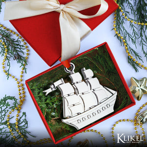 Wind Boat Christmas Ornament - Silver Christmas Ornament - Nautical Ornament - Ship Ornament for Christmas Tree - Silver Sailor Keepsake