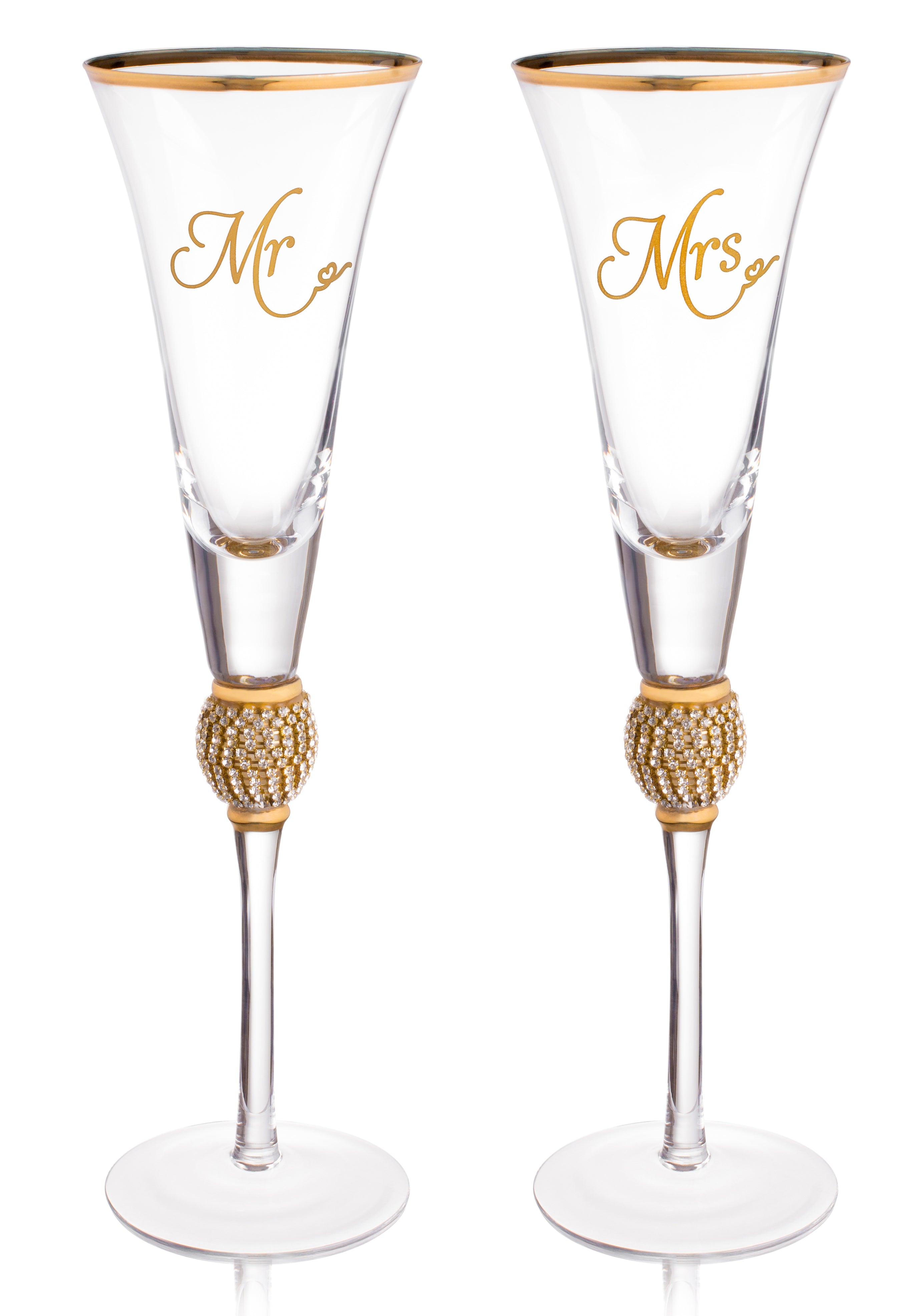 DUJUST Crystal Glass Wedding Champagne Flutes, Mr & Mrs Champagne Glasses  with Handcrafted Gold Rim …See more DUJUST Crystal Glass Wedding Champagne