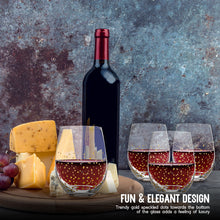 Load image into Gallery viewer, Wine Glass - Stemless wine glass set of 4 - wine glass tumbler  - 16oz Red Wine Glass - Stemless wine glass with Gold Dot Design Goldosa Collection by Trinkware