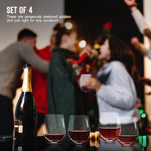 Load image into Gallery viewer, Wine Glass - Stemless wine glass set of 4 - wine glass tumbler  - 16oz Red Wine Glass - Stemless wine glass with Gold Dot Design Goldosa Collection by Trinkware