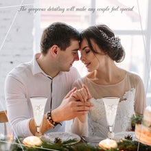 Load image into Gallery viewer, Wedding Champagne Flute - Mr and Mrs Champagne Flute With Silver Rim - Wedding Gift for Couple - Rhinestone Studded Bride and Groom Champagne Glass - Bride Gift - Mr and Mrs Gift Set of 2 By Trinkware