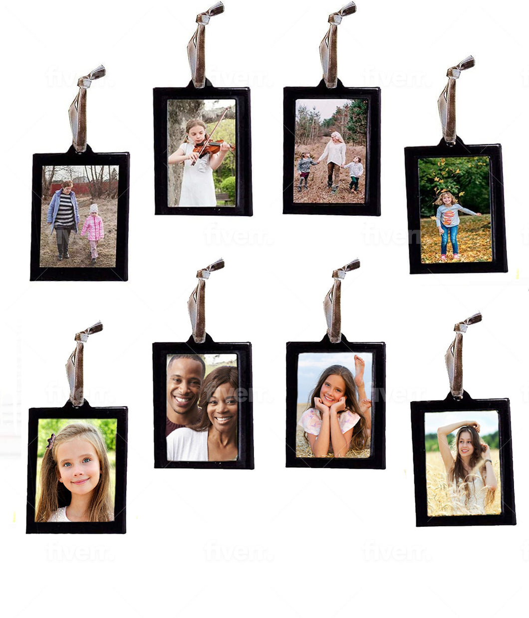 Hanging Picture Frame Ornaments - Set of 8 2x3 Hanging Photo Frame