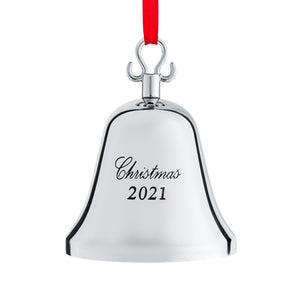 Christmas Bell Ornament 2021 - Shiny Silver Christmas Ornament 2021 - Bell Ornament for Christmas Tree - 2021 Ornament with gift box - Silver bell Engraved Christmas 2021- 8th Annual Edition by Klikel