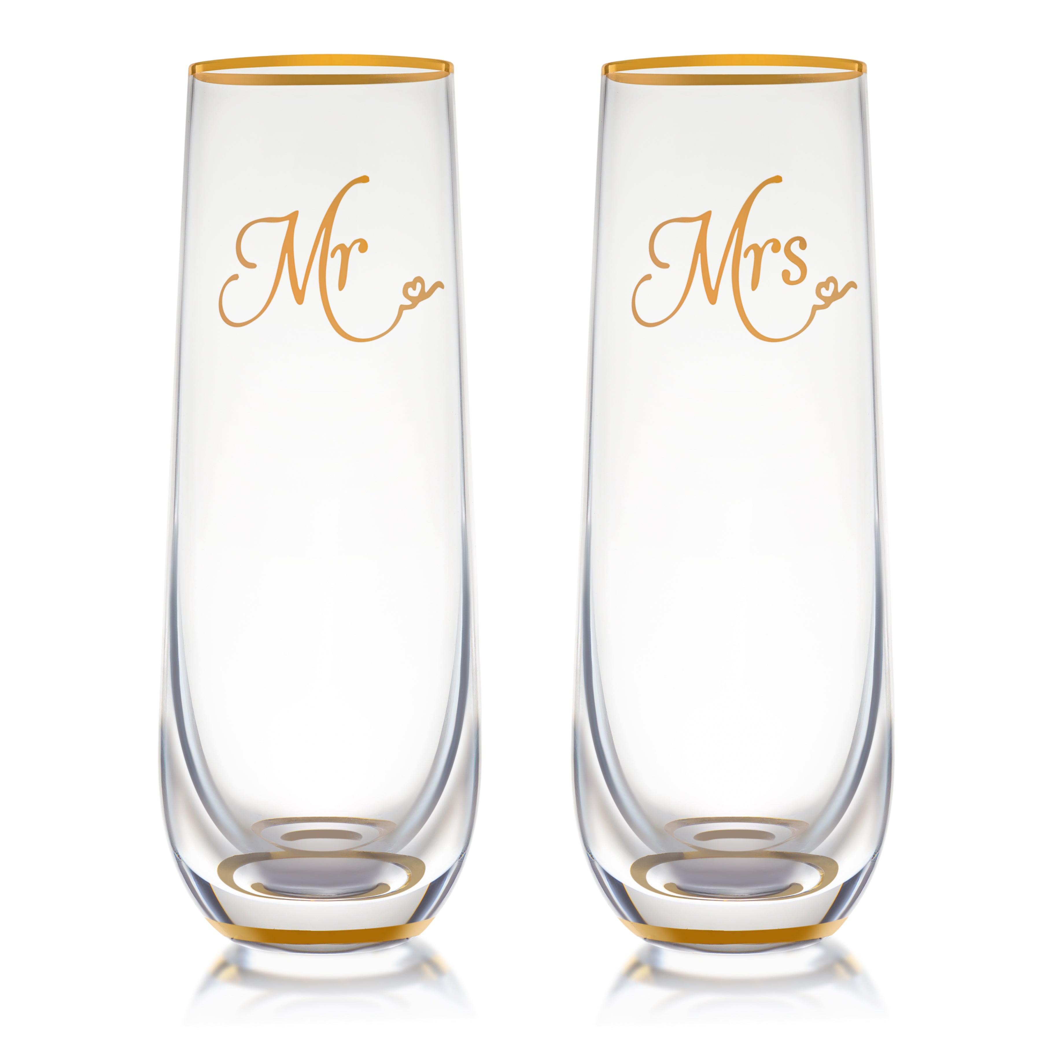 Wedding Day Stemless Champagne Flutes - Set of 2