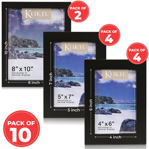 Picture Frame - 4x6 5x7 8x10 Picture Frame Collage - 10 Piece Wood Photo Frame Sets for Wall Collage – Black Picture Frame - Gallery Wall Frame Set Includes 4 of 4x6, 4 of 5x7 and 2 of 8x10 Picture Frame