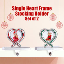Load image into Gallery viewer, Stocking Holder Set of 2 - Heart Christmas Stocking Hanger for Mantel - Photo Frame Christmas Stocking Holder for Fireplace Mantle - Heart Picture Frame Heavy Stocking Holder for Mantle