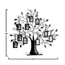 Load image into Gallery viewer, Family Tree Picture Frame Display with 10 Hanging Picture Photo Frames - Large 20 x 18 Metal Tree - 10 Ornamental 2x3 Frames