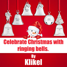 Load image into Gallery viewer, Christmas Bell Ornament 2021 - Shiny Silver Christmas Ornament 2021 - Bell Ornament for Christmas Tree - 2021 Ornament with gift box - Silver bell Engraved Christmas 2021- 8th Annual Edition by Klikel