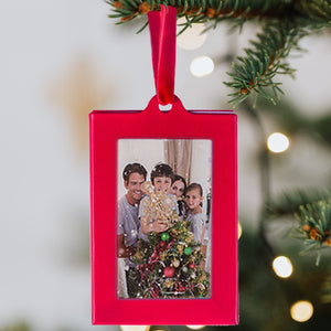 Picture Frames Ornament - Red Small Hanging Picture Frames - Photo Ornaments for Tree - Set of 8