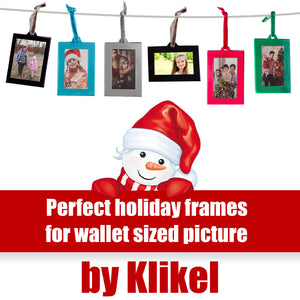 Christmas Photo Ornament Frames - Red & Green Mini Picture Frames - Set of 8 - Small Holiday Frames for Gifts or Hanging on Christmas Trees