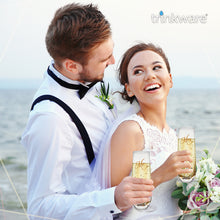 Load image into Gallery viewer, Stemless Wedding Champagne Flute - Mr And Mrs Champagne Flutes With Gold Dots - Wedding Gift for Bride And Groom Champagne Glass - Bride Gift - Mr And Mrs Gift Set of 2 By Trinkware