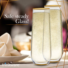 Load image into Gallery viewer, Stemless Champagne Flute Glass Set Of 4 With Gold Rim And Base - Mimosa Glass - Perfect For Bridesmaid Champagne Flute Or Dailyware - Set Of 4 Champagne Flutes Without Stems by Trinkware