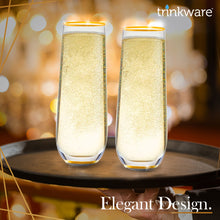 Load image into Gallery viewer, Stemless Champagne Flute Glass Set Of 4 With Gold Rim And Base - Mimosa Glass - Perfect For Bridesmaid Champagne Flute Or Dailyware - Set Of 4 Champagne Flutes Without Stems by Trinkware