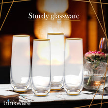 Load image into Gallery viewer, Stemless Champagne Flute Glass Set Of 4 With Gold Rim And Base - Mimosa Glass - Perfect For Bridesmaid Champagne Flute Or Dailyware - Set Of 4 Champagne Flutes Without Stems by Trinkware