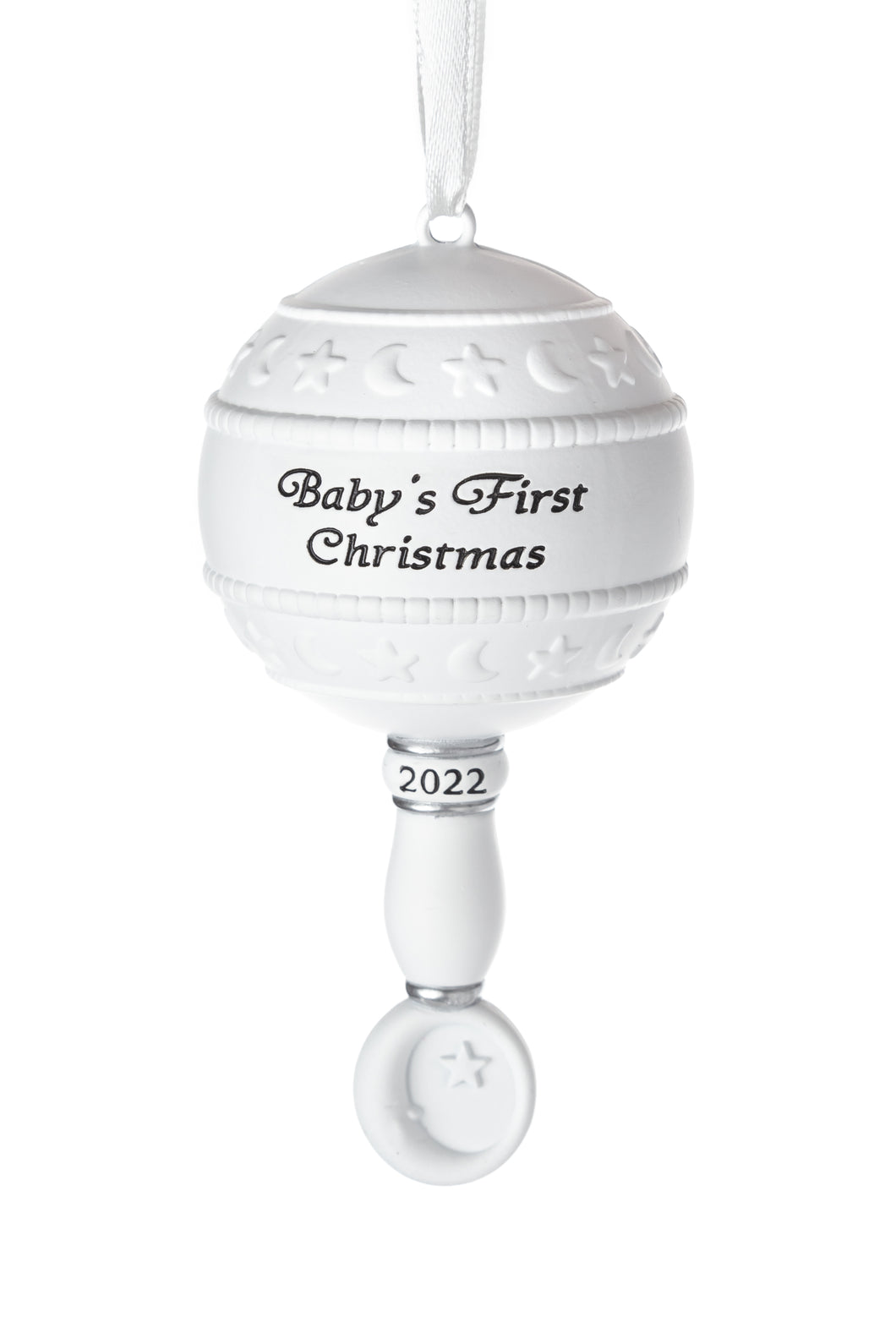 Christmas Ornament 2022 - White Rattle Baby First Christmas Ornament 2022 - 1st Christmas Baby Ornament 2022 - Babies First Christmas Ornament - Boy Girl Keepsake Ornament 2022