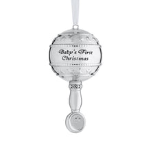 Load image into Gallery viewer, Christmas Ornament 2022 - Silver Rattle Baby First Christmas Ornament 2022 - 1st Christmas Baby Ornament 2022 - Babies First Christmas Ornament - Boy Girl Keepsake Ornament 2022
