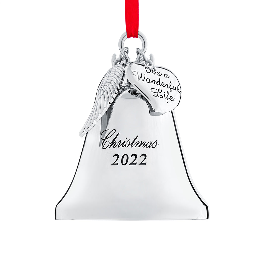 2022 Christmas Ornament Bell - Its A Wonderful Life Bell Christmas Ornament 2022 - Silver Christmas Bell 2022 Ornament - Bell Ornament For Christmas Tree - Silver Christmas Ornament 2022 By Klikel