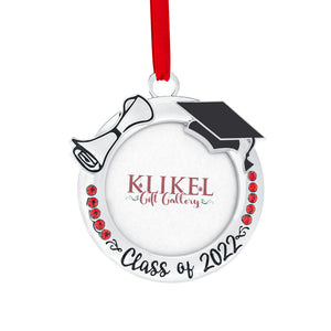 Picture Ornament For Christmas 2022 - Graduation Picture Frame Ornament - Silver Christmas Ornament Photo Frame Ornament - Class of 2022 Christmas Frame Photo Ornament Picture Frame By Klikel