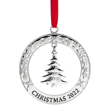 Load image into Gallery viewer, 2022 Ornament For Christmas Tree - Silver Christmas Ornament 2022 Disc With Tree - Dated Christmas Ornament 2022- Collectible Christmas Ornament -  Beautiful Tree Ornament For Holidays 2022 By Klikel