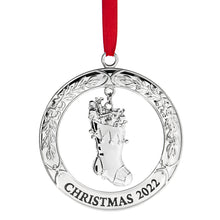 Load image into Gallery viewer, 2022 Ornament For Christmas Tree - Silver Christmas Ornament 2022 With Stocking - Dated Christmas Ornament 2022 - Collectible Christmas Ornament -  Beautiful Tree Ornament For Holidays 2022 By Klikel