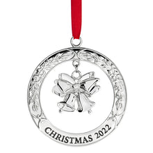 Load image into Gallery viewer, 2022 Ornament For Christmas Tree - Silver Christmas Bell Ornament 2022 With Bell - Dated Christmas Ornament 2022 - Collectible Christmas Ornament -  Beautiful Tree Ornament For Holidays 2022 By Klikel