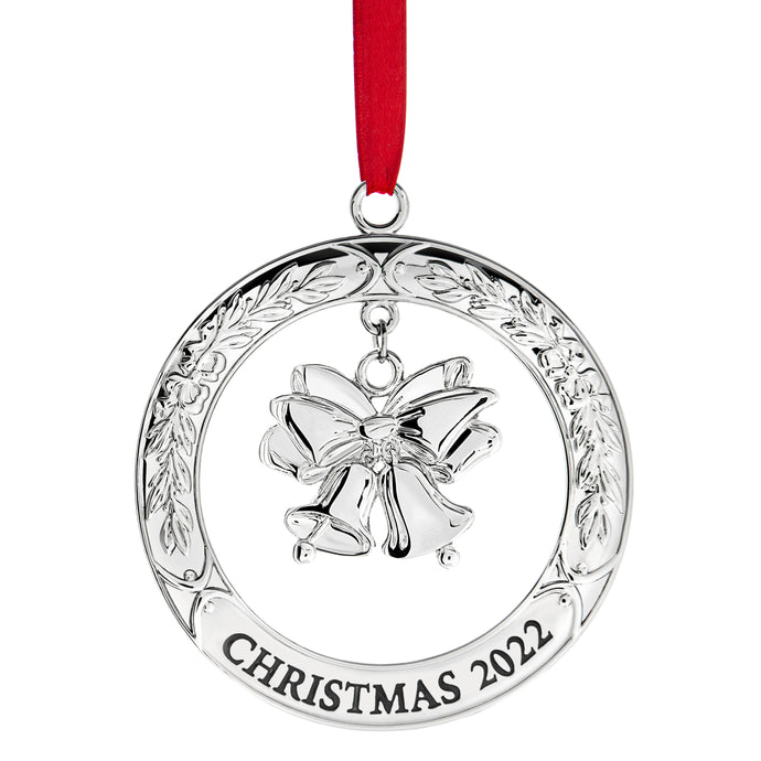 2022 Ornament For Christmas Tree - Silver Christmas Bell Ornament 2022 With Bell - Dated Christmas Ornament 2022 - Collectible Christmas Ornament -  Beautiful Tree Ornament For Holidays 2022 By Klikel