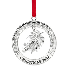 Load image into Gallery viewer, 2022 Ornament For Christmas Tree - Silver Christmas Ornament 2022 With Mistletoe - Dated Christmas Ornament 2022- Collectible Christmas Ornament -  Beautiful Tree Ornament For Holidays 2022 by Klikel