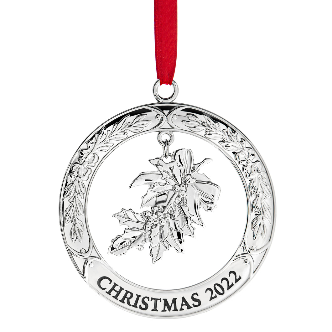 2022 Ornament For Christmas Tree - Silver Christmas Ornament 2022 With Mistletoe - Dated Christmas Ornament 2022- Collectible Christmas Ornament -  Beautiful Tree Ornament For Holidays 2022 by Klikel