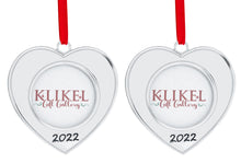 Load image into Gallery viewer, Picture Ornament For Christmas Tree 2022 - Heart Picture Frame Ornament For Tree -  2022 Picture Frame Silver Christmas Ornament Set of 4 - 2022 Christmas Frame Photo Ornament Picture Frame By Klikel