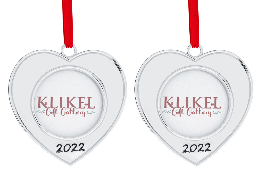 Picture Ornament For Christmas Tree 2022 - Heart Picture Frame Ornament For Tree -  2022 Picture Frame Silver Christmas Ornament Set of 4 - 2022 Christmas Frame Photo Ornament Picture Frame By Klikel
