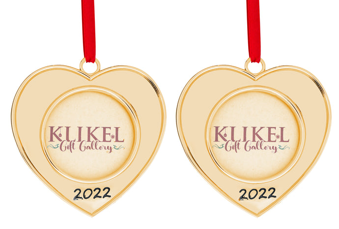 Picture Ornament For Christmas Tree 2022 - Heart Picture Frame Ornament For Tree -  2022 Picture Frame Gold Christmas Ornament - Set of 2 - 2022 Christmas Frame Photo Ornament Picture Frame By Klikel