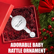 Load image into Gallery viewer, Christmas Ornament 2022 - White Rattle Baby First Christmas Ornament 2022 - 1st Christmas Baby Ornament 2022 - Babies First Christmas Ornament - Boy Girl Keepsake Ornament 2022