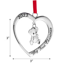 Load image into Gallery viewer, Christmas Ornament 2022 - My First Christmas Ornament 2022 Heart With Hanging Teddy Bear - Baby First Christmas Ornament 2022 - 1st Christmas Baby Ornament 2022 by Klikel