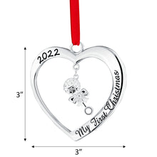 Load image into Gallery viewer, Christmas Ornament 2022 - My First Christmas Ornament 2022 Heart With Hanging Rattle - Baby First Christmas Ornament 2022 - 1st Christmas Baby Ornament 2022 - Babies First Christmas Ornament
