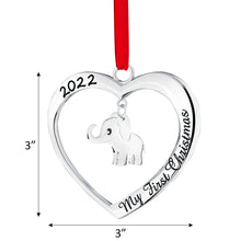 Load image into Gallery viewer, Christmas Ornament 2022 - My First Christmas Ornament 2022 Heart With Hanging Elephant - Baby First Christmas Ornament 2022 - 1st Christmas Baby Ornament 2022 - Babies First Christmas Ornament