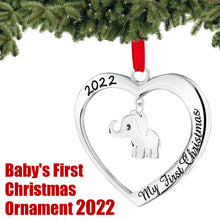 Load image into Gallery viewer, Christmas Ornament 2022 - My First Christmas Ornament 2022 Heart With Hanging Elephant - Baby First Christmas Ornament 2022 - 1st Christmas Baby Ornament 2022 - Babies First Christmas Ornament
