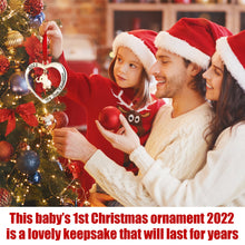 Load image into Gallery viewer, Christmas Ornament 2022 - My First Christmas Ornament 2022 Heart With Hanging Elephant - Baby First Christmas Ornament 2022 - 1st Christmas Baby Ornament 2022 - Babies First Christmas Ornament