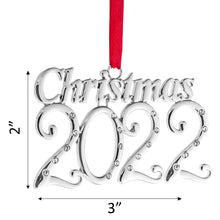 Load image into Gallery viewer, 2022 Christmas Ornament - Keepsake Dated Christmas Ornament 2022 - Christmas Ornament With Crystals - Beautiful Christmas Ornament - Silver Christmas 2022 Ornament For Christmas Tree By Klikel
