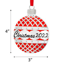 Load image into Gallery viewer, 2022 Ornament For Christmas Tree - 2022 Christmas Ornament Red Flat Ball - Keepsake Ornament 2022 - Ornament With Crystals - Dated Ornament - Christmas Tree Ornament For Holidays 2022 By Klikel