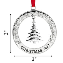 Load image into Gallery viewer, 2022 Ornament For Christmas Tree - Silver Christmas Ornament 2022 Disc With Tree - Dated Christmas Ornament 2022- Collectible Christmas Ornament -  Beautiful Tree Ornament For Holidays 2022 By Klikel