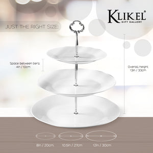 3 Tiered Serving Stand -Silver Serving Tray for Parties - Round Platter for Cupcakes Fruits Dessert or Tea - Cake Pop Stand and Buffet Server