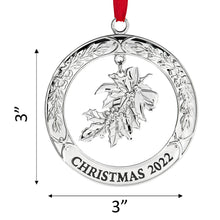 Load image into Gallery viewer, 2022 Ornament For Christmas Tree - Silver Christmas Ornament 2022 With Mistletoe - Dated Christmas Ornament 2022- Collectible Christmas Ornament -  Beautiful Tree Ornament For Holidays 2022 by Klikel