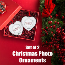 Load image into Gallery viewer, Picture Ornament For Christmas Tree 2022 - Picture Frame Ornament - Beautiful Christmas Ornament Heart Photo Frame Ornament Set of 2 - 2022 Christmas Frame Photo Ornament Picture Frame By Klikel