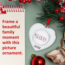 Load image into Gallery viewer, Picture Ornament For Christmas Tree 2022 - Picture Frame Ornament - Beautiful Christmas Ornament Heart Photo Frame Ornament Set of 2 - 2022 Christmas Frame Photo Ornament Picture Frame By Klikel