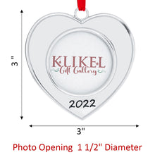 Load image into Gallery viewer, Picture Ornament For Christmas Tree 2022 - Heart Picture Frame Ornament For Tree -  2022 Picture Frame Silver Christmas Ornament Set of 4 - 2022 Christmas Frame Photo Ornament Picture Frame By Klikel