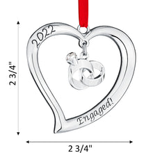 Load image into Gallery viewer, Our First Christmas Ornament 2022 Engaged Heart With Rings - Mr And Mrs Ornament 2022 - Engaged Christmas Ornament - 1st Christmas Together Ornament 2022- Christmas Wedding Ornament 2022 By Klikel